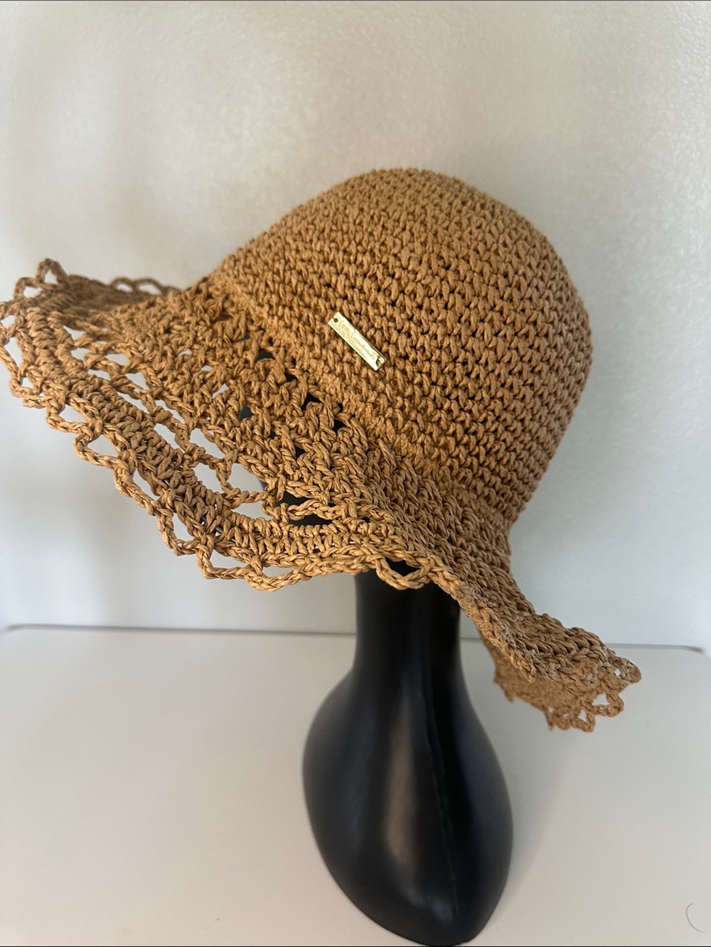 Women’s Crochet Sun Hat in Tan - Lightweight Beach Hat